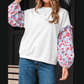 RTS White Floral Ruffled Balloon Sleeve Patchwork Loose Blouse