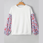 RTS White Floral Ruffled Balloon Sleeve Patchwork Loose Blouse