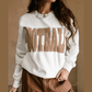 RTS White FOOTBALL 3D Letter Graphic Crew Neck Sweatshirt