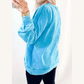 Roxie Blue Mineral Wash Raw Seam Double Patched Pocket Pullover Sweatshirt