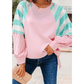 RTS Striped Colorblock Patchwork Raglan Pullover Top with Slits