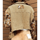 RTS Khaki Waffle Knit Floral Print Patchwork Button up Jacket