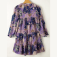RTS Purple Vintage Daisy Floral Puff Sleeve Ruffle Short Dress