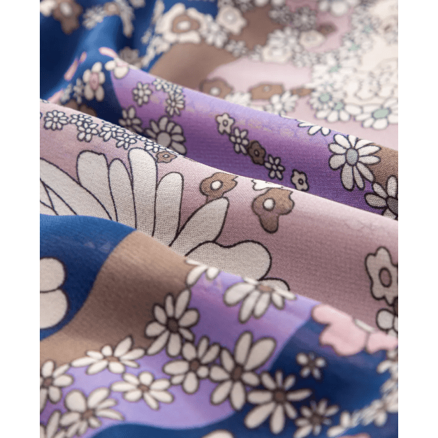 RTS Purple Vintage Daisy Floral Puff Sleeve Ruffle Short Dress