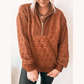 Charla Geometric Quilted Half Zipped Loose Sweatshirt