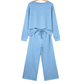 Cristabelle Beau Blue Floral Patchwork Drop Shoulder Pullover and Sweatpants Lounge Set