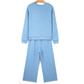 Cristabelle Beau Blue Floral Patchwork Drop Shoulder Pullover and Sweatpants Lounge Set