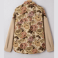 Lilyanne Khaki Floral Waffle Knit Patchwork Chest Pockets Buttoned Jacket