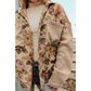 Lilyanne Khaki Floral Waffle Knit Patchwork Chest Pockets Buttoned Jacket
