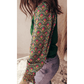 Jelena Green Floral Patchwork Shirred Cuff Puff Sleeve Sweater