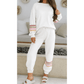 Barb Striped Drop Shoulder Round Neck Pullover and Jogger Pants Active Outfit