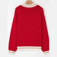 Fiery Red MERRY Color Block Edge Drop Shoulder Cozy Sweater