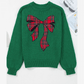 Evergreen Plaid Bow Graphic Christmas Sweater