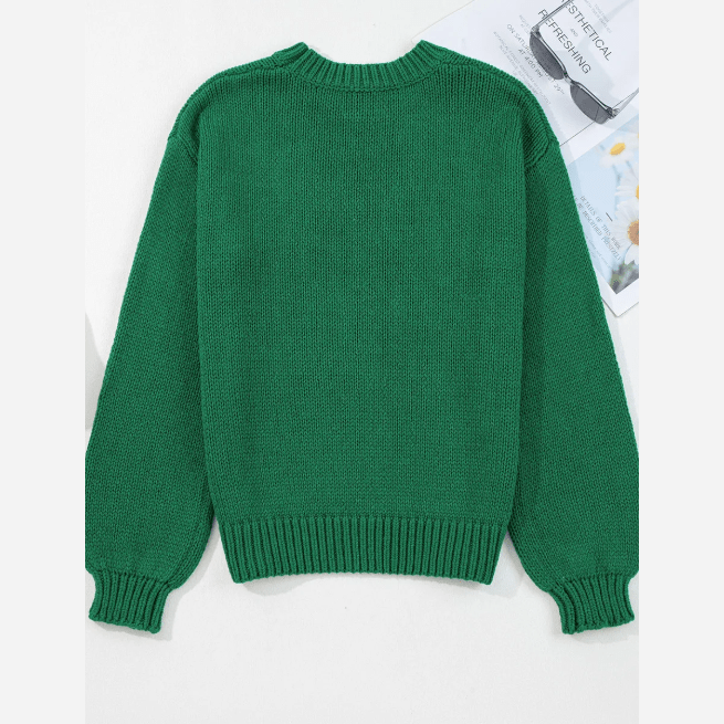 Evergreen Plaid Bow Graphic Christmas Sweater