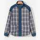 Dione Plaid Corduroy Patchwork Collared Zip Up Snap Button Jacket