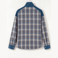 Dione Plaid Corduroy Patchwork Collared Zip Up Snap Button Jacket