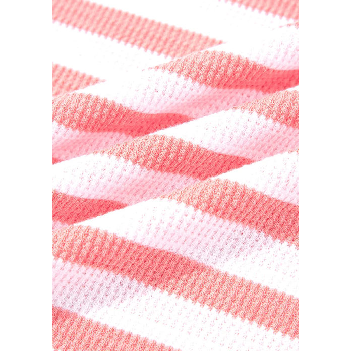 Emilia Pink Stripe Textured Contrast Dropped Long Sleeve Top