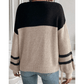 Frida Parchment Color Block Knit Striped Sleeve Detail Casual Sweater