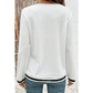Ivana White Textured Knit Preppy Striped Trim V Neck Pullover Waffle Top