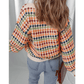 Kloe Multicolor Dotty Striped Pattern Knit Drop Shoulder Sweater