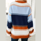 Quincey Dark Blue Color Block Round Neck Tunic Sweater