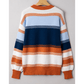 Quincey Dark Blue Color Block Round Neck Tunic Sweater