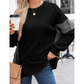 Gale Black Corduroy Patched Side Slit Sweatshirt