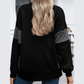 Gale Black Corduroy Patched Side Slit Sweatshirt