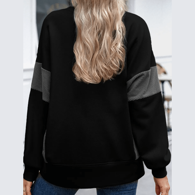 Gale Black Corduroy Patched Side Slit Sweatshirt
