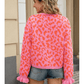 Madonna Bow Front Ruffled Cuff Leopard Cardigan - 3 Colors