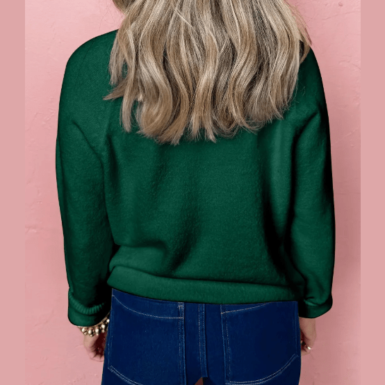 Green MERRY Letter Pattern Christmas Raglan Sleeve Sweater