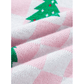 Pink Checkered Christmas Tree Pattern Button V Neck Cardigan Sweater