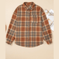 Marsalla Brown Plaid Print Flap Pocket Buttoned Plus Size Shacket