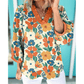 RTS Dodie Orange Frilled V Neck Floral Print Bracelet Sleeve Blouse
