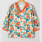 RTS Dodie Orange Frilled V Neck Floral Print Bracelet Sleeve Blouse