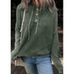 RTS Mist Green Mineral Wash Ribbed Knit Button Drawstring Neck Hooded Sweater