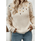 RTS Jayla Mixed Texture Knit Flower Embroidered Detail Casual Sweater