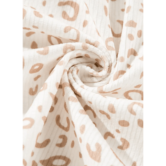 Brisa Leopard Print Flap Pockets Buttoned Corduroy Shacket