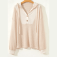 Ashby Oatmeal Waffle Patchwork Drop Shoulder Hooded Long Sleeve Top