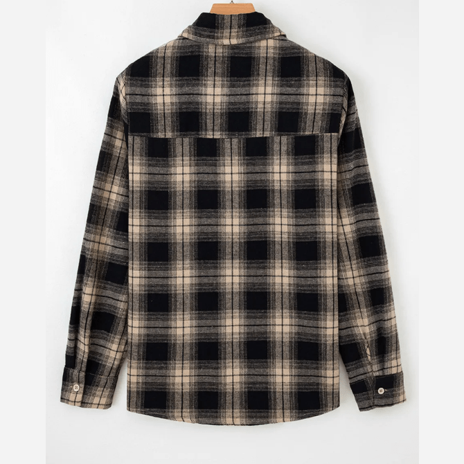Scarlette Retro Plaid Double Flap Pocket Brushed Shacket