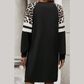 Florris Black Leopard Print Patchwork Varsity Raglan Sleeve Sweatshirt Dress