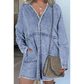 Graciella Mineral Wash Long Sleeve Button Up Raw Hem Pocketed Denim Dress