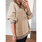 Ember Parchment Varsity Contrast Striped Trim V Neck Sweatshirt