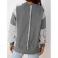 Dark Grey LOVE Graphic Exposed Seam Patchwork Uneven Hem Chic Sweatshirt
