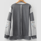 Dark Grey LOVE Graphic Exposed Seam Patchwork Uneven Hem Chic Sweatshirt
