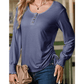 Jamey Blue U Neck Smocked Cuffs Side Drawstring Henley Top