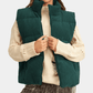 Karlene Green Corduroy Stand Neck Zipped Puffer Vest