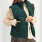 Karlene Green Corduroy Stand Neck Zipped Puffer Vest