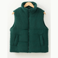 Karlene Green Corduroy Stand Neck Zipped Puffer Vest
