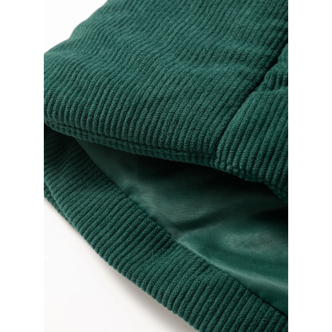 Karlene Green Corduroy Stand Neck Zipped Puffer Vest